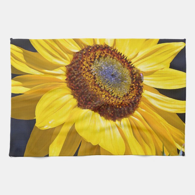 Linge De Cuisine Tournesol jaune lumineux (Horizontal)