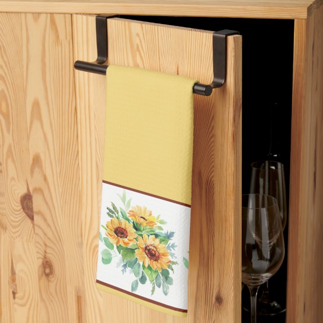 Linge De Cuisine Tournesols aquarelle  (Pliage en tiers)