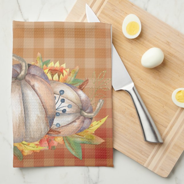 Linge De Cuisine Tournesols d'automne et Citrouilles de récolte (Quart Plié)