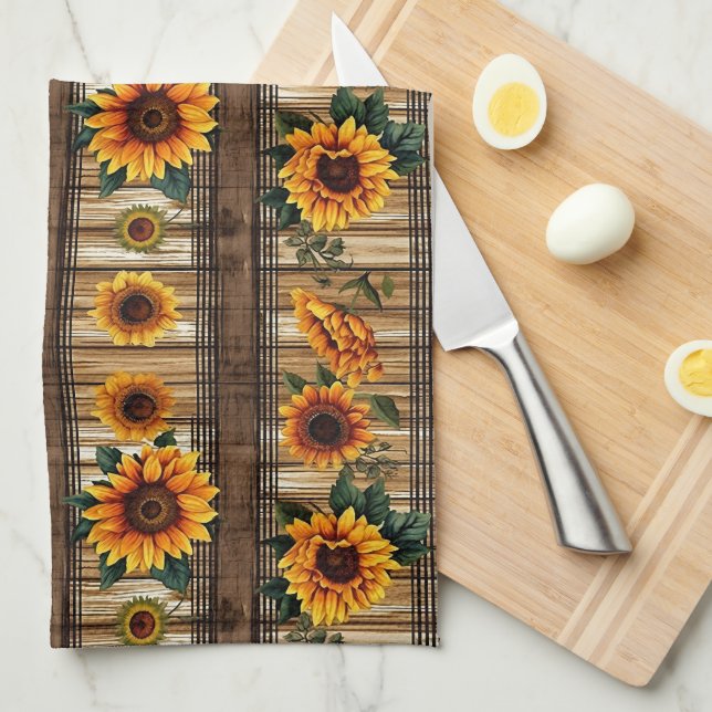 Linge De Cuisine Tournesols de campagne rustiques (Quart Plié)
