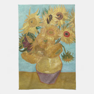 Linge De Cuisine Tournesols de Van Gogh - Impressionnisme bleu et j