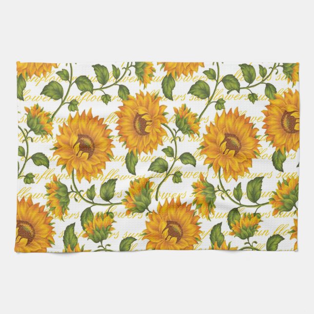 Linge De Cuisine Tournesols et texte (Horizontal)