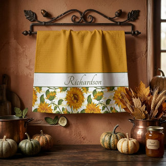 Linge De Cuisine Tournesols et texte personnalisés