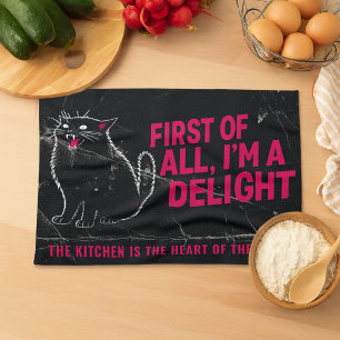 Linge De Cuisine Tout D'abord Je Suis Un Délice Chat Noir Rugissant