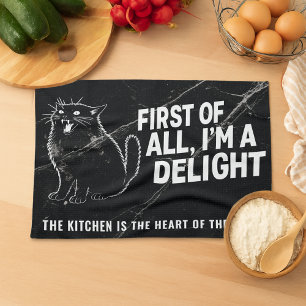 Linge De Cuisine Tout D'abord Je Suis Un Délice De Chat Noir Rugiss