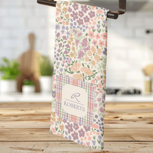 Linge De Cuisine Towel de cuisine à carreaux floraux –Towel de vais