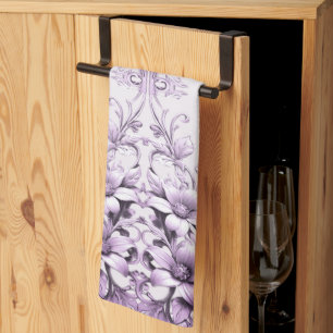 Linge De Cuisine Towel de cuisine à fleurs violettes élégantes