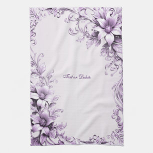 Linge De Cuisine Towel de cuisine à fleurs violettes élégantes