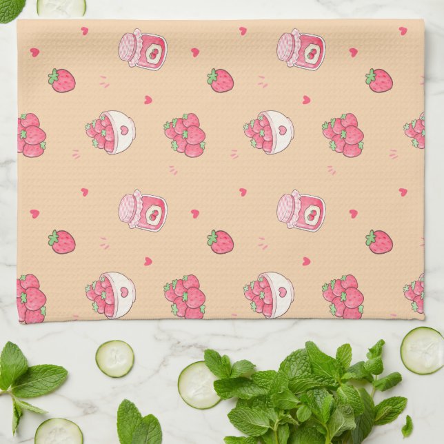 Linge De Cuisine Towel de cuisine à motif fraise mignon (Plié)
