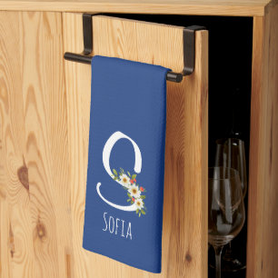 Linge De Cuisine Towel de cuisine bleu monogramme Cadeau de pendais