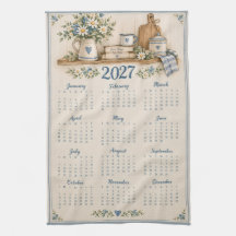 Towel de cuisine calendrier 2027 vintage