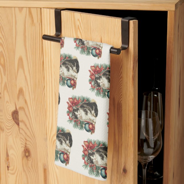 Linge De Cuisine Towel de cuisine de Noël vert moderne fantaisiste (Pliage en tiers)