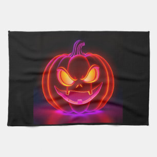 Linge De Cuisine Towel de cuisine Halloween Citrouille Spooky Néon