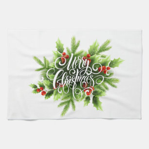 Linge De Cuisine Towel de cuisine Joyeux Noël au houx