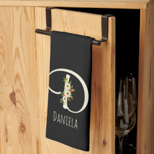 Linge De Cuisine Towel de cuisine noir monogramme Cadeau de pendais