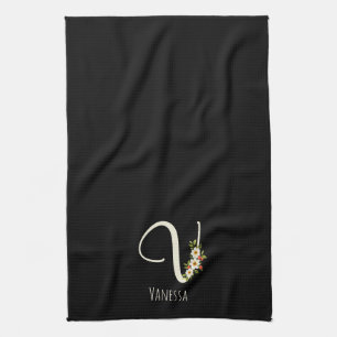 Linge De Cuisine Towel de cuisine noir monogramme Cadeau de pendais