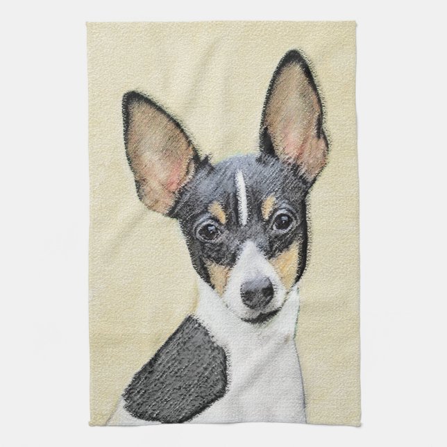 Linge De Cuisine Toy Fox Terrier Peinture - Cute Original Chien Art (Vertical)
