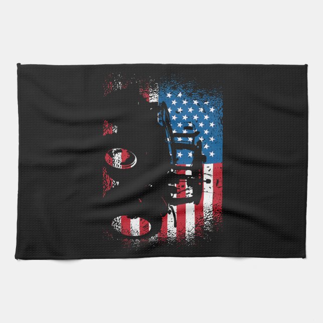 Linge De Cuisine Tractor USA Drapeau design pour Patriotic Farmer (Horizontal)