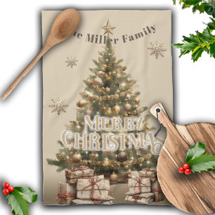 Linge De Cuisine Traditionnel Joyeux Noël Antique Or Personnalisé