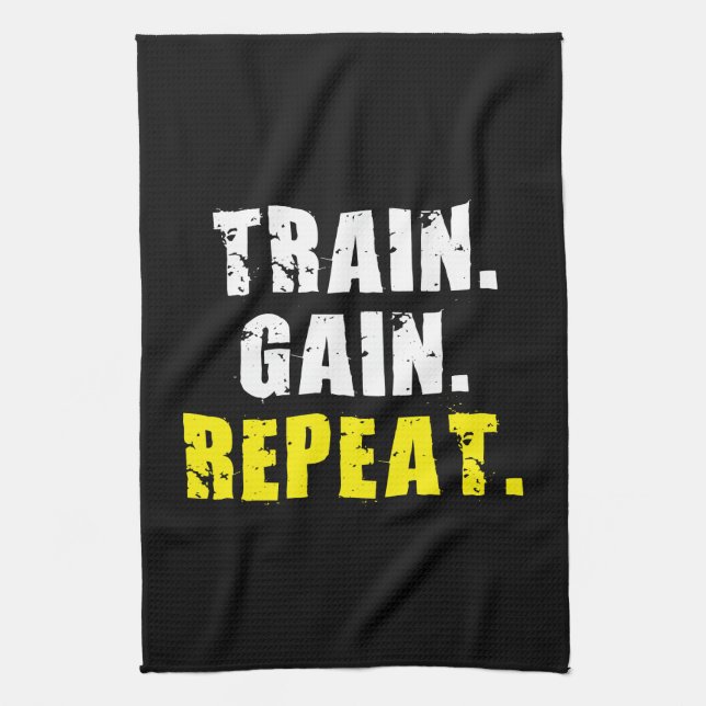Linge De Cuisine TRAIN, GAIN, REPEAT - Gym Workout Motivational (Vertical)
