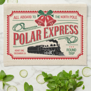 Linge De Cuisine Train Ticket to North Ple a Vintage Christmas