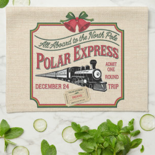Linge De Cuisine Train Ticket to North Ple a Vintage Christmas