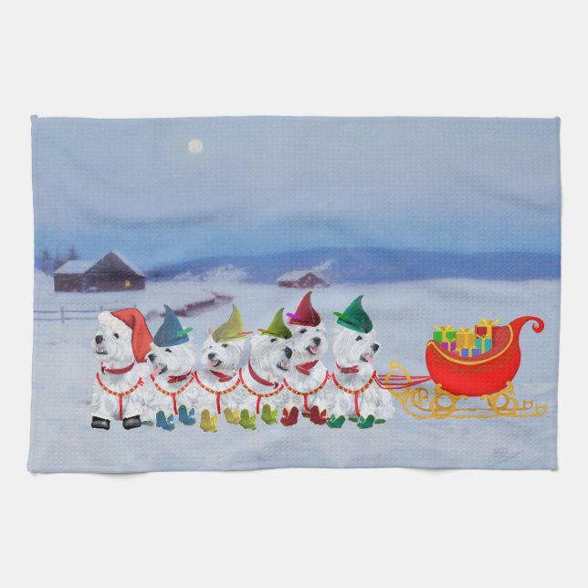 Linge De Cuisine Traîneau de Noël (Horizontal)
