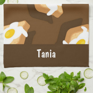 Linge De Cuisine tranche de pain avec motif d'oeuf