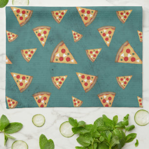 Linge De Cuisine Tranches de pizza cool motif sarcelle vintage