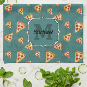 Linge De Cuisine Tranches de pizza cool motif sarcelle vintage Mono