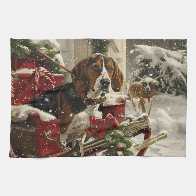 Linge De Cuisine Treeing Walker Coonhound Dog Christmas Festive