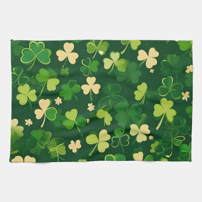 Linge De Cuisine Trèfle de la Saint-Patrick vert et jaune (Horizontal)