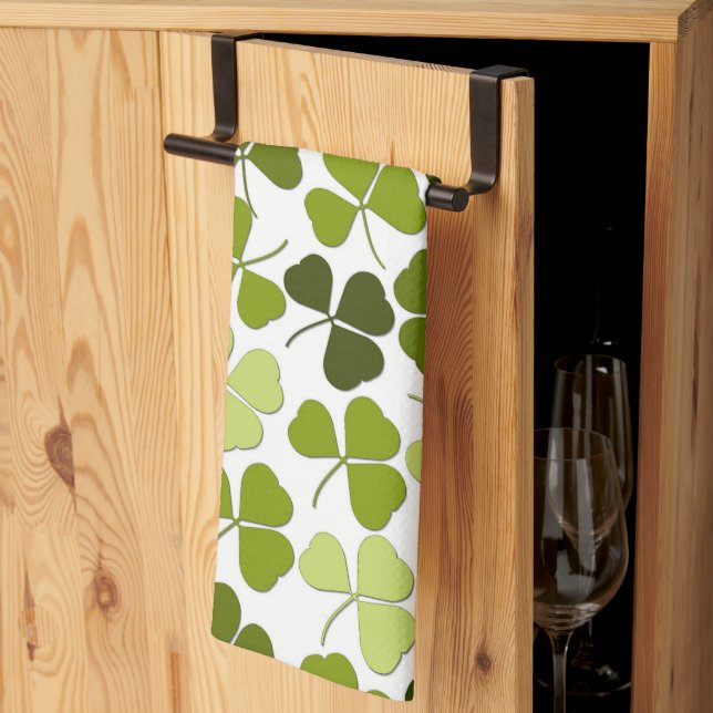 Linge De Cuisine Trèfle vert dans une variété de nuances (Pliage en tiers)