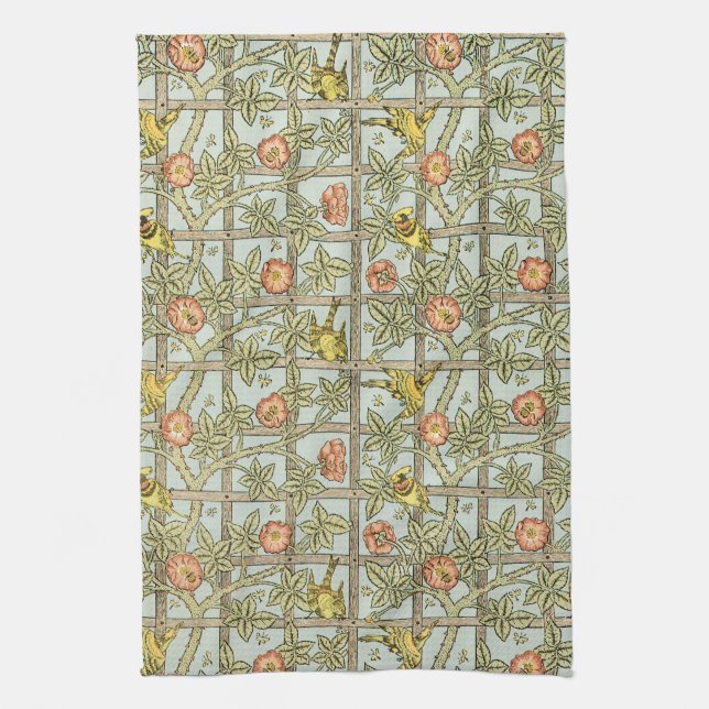 Linge De Cuisine Trellis par William Morris, textile de jardin vint (Vertical)