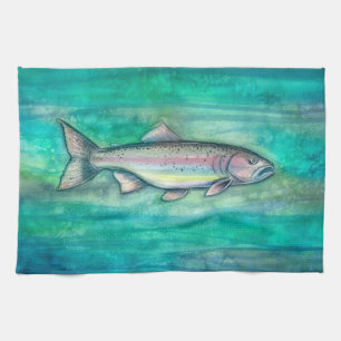 Linge De Cuisine Très jolie aquarelle de truite arc-en-ciel