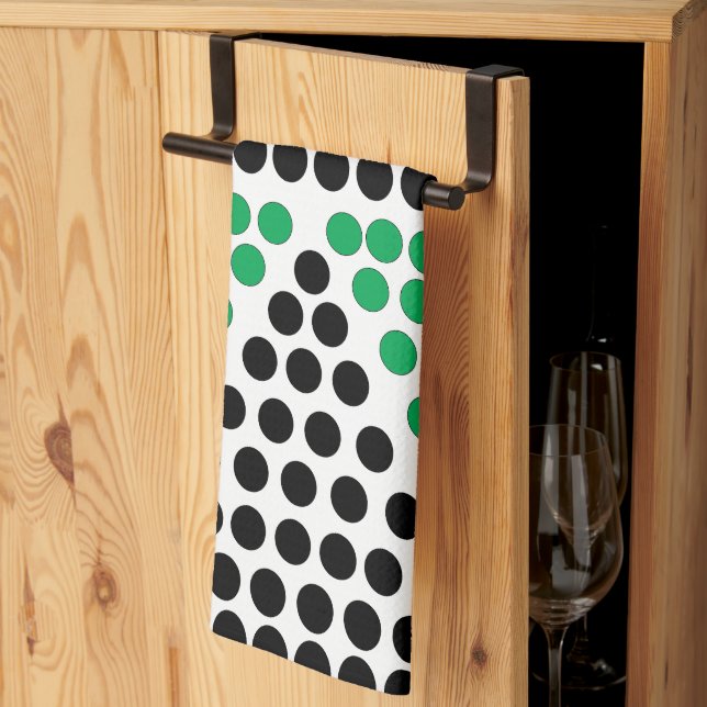 Linge De Cuisine Triangle Cercle Vert Noir Motif Géométrique (Pliage en tiers)