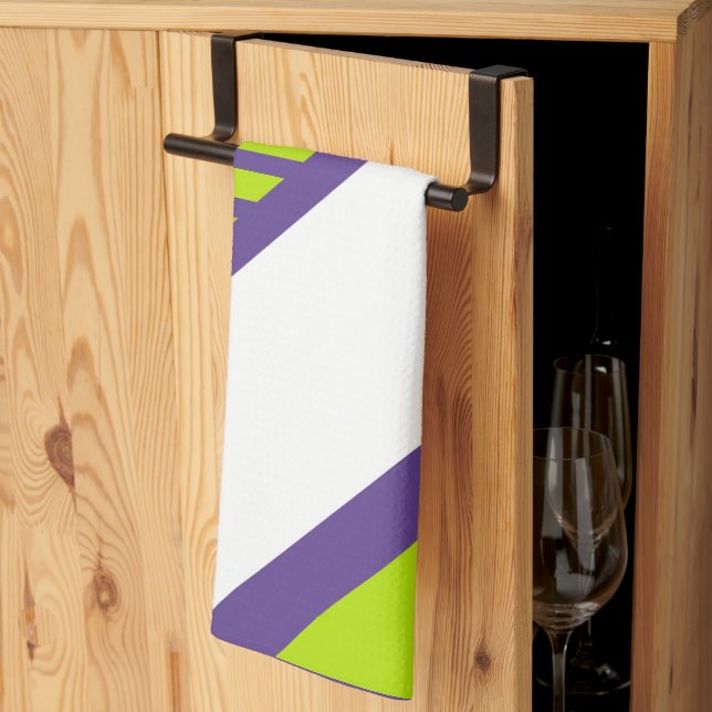 Linge De Cuisine Triangle en Lime Vert & Violet (Pliage en tiers)