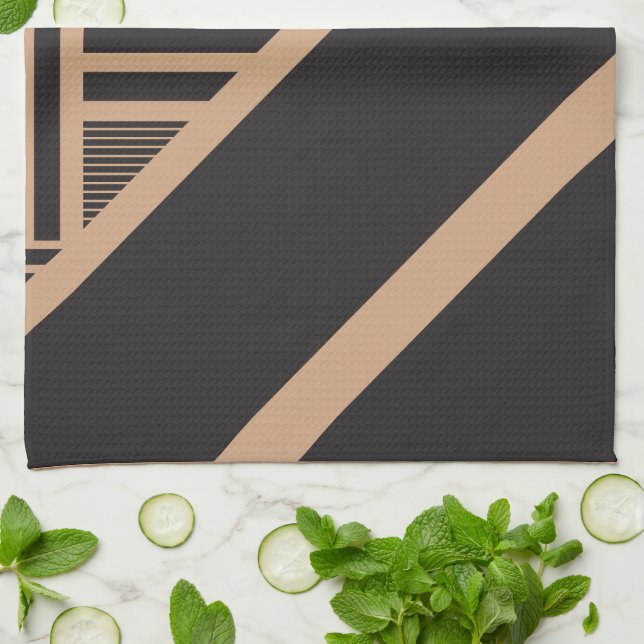 Linge De Cuisine Triangle en tan et noir (Plié)