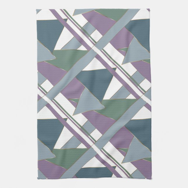 Linge De Cuisine Triangle géométrique Motif bleu violet vert (Vertical)