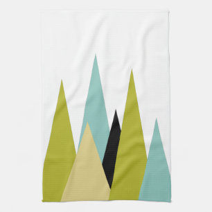 Linge De Cuisine Triangle Montagnes De Vert Turquoise Jaune Noir
