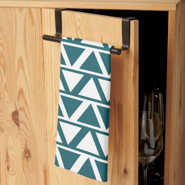 Linge De Cuisine Triangle rayé bleu blanc Géométrique  (Pliage en tiers)