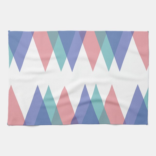 Linge De Cuisine Triangles bleu et corail (Horizontal)