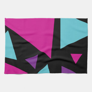 Linge De Cuisine Triangles en rose, violet, bleu et noir