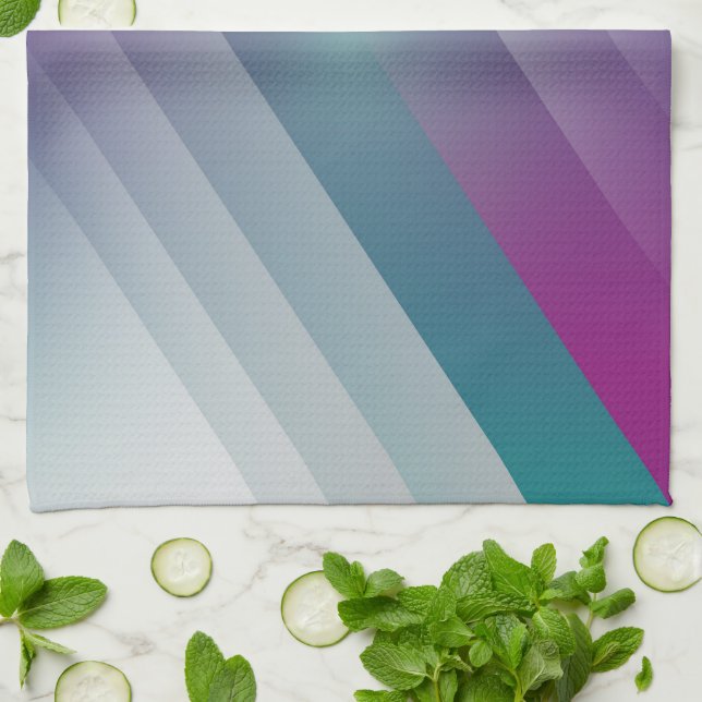 Linge De Cuisine triangles gris magenta turquoise (Plié)