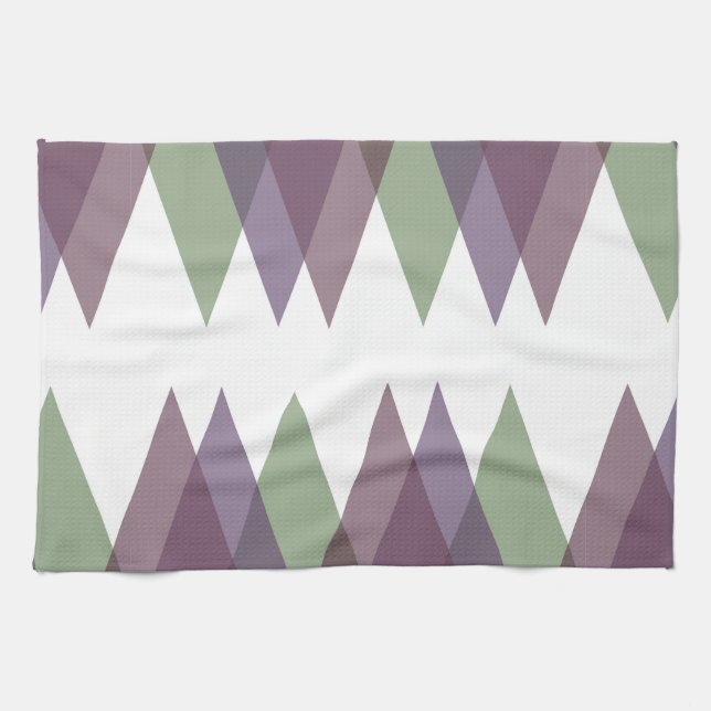Linge De Cuisine Triangles mauve et vert (Horizontal)
