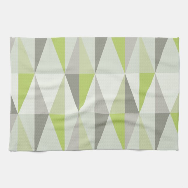 Linge De Cuisine Triangles modernes du milieu du siècle Chartreuse (Horizontal)