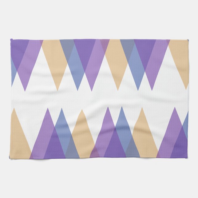 Linge De Cuisine Triangles pourpre, bleu et jaune (Horizontal)