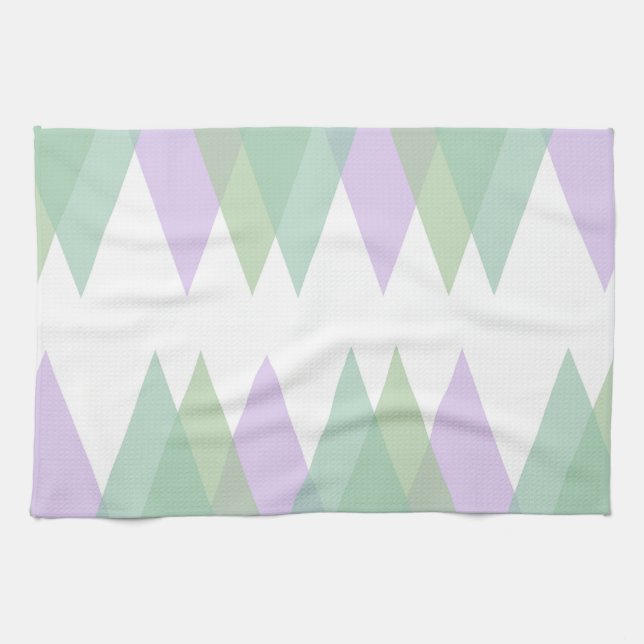 Linge De Cuisine Triangles vert et lilas (Horizontal)
