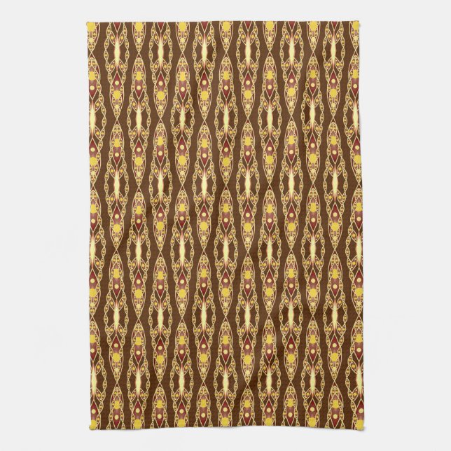 Linge De Cuisine Tribal Batik - Chocolat Brown et beige (Vertical)