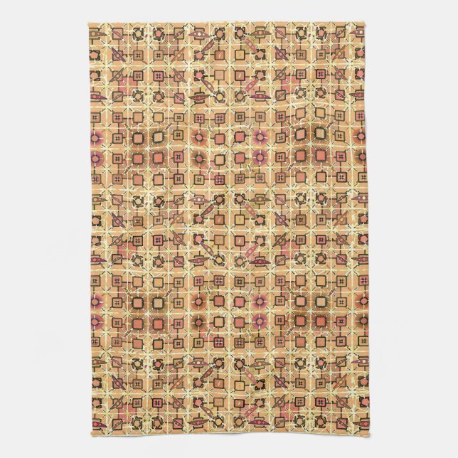 Linge De Cuisine Tribal Batik - chocolat et chameau tan (Vertical)
